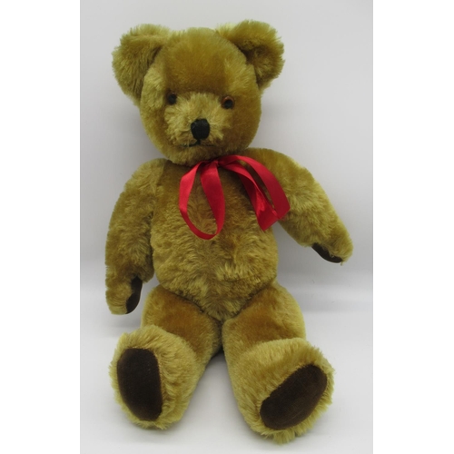 113 - Circa 1950's Pedigree musical teddy bear in golden mohair, with glass eyes, jointed arms and legs an... 