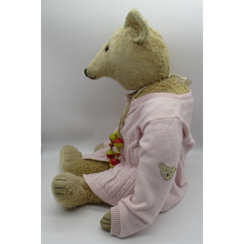 6 - Steiff c. 1920/30's teddy bear with button in ear, jointed arms and legs, glass eyes, pronounced muz... 