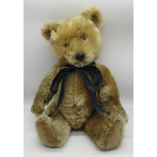 67 - Chiltern Hugmee teddy bear c. 1950s in brown plush with original plastic dog nose, glass eyes, joint... 