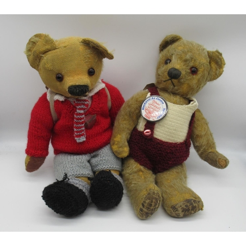 104 - Collection of c. 1940s-50s British teddy bears including a Chad Valley bear in knitted school unifor... 