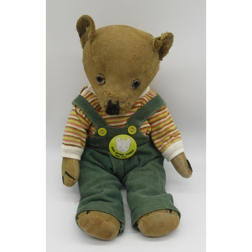 106 - Chiltern c. 1930's Hugmee teddy bear with clear glass eyes, jointed arms and legs and swivel head, w... 