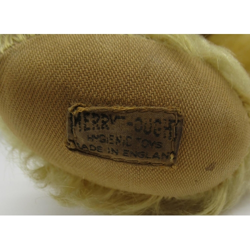 79 - Circa 1930s Merrythought teddy bear in golden mohair with tag on foot, button in ear, glass eyes, jo... 