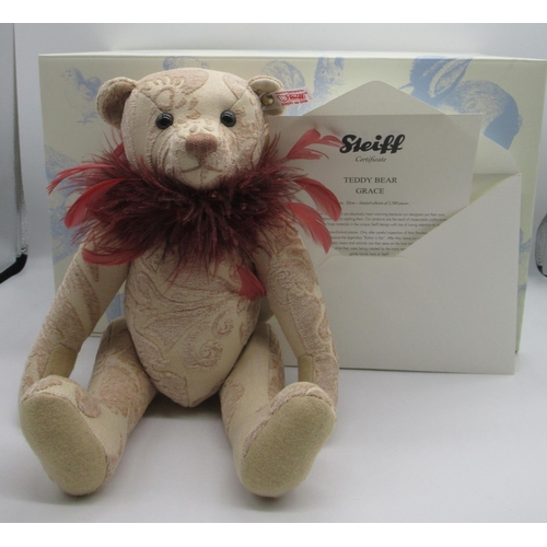 16 - Steiff Grace teddy bear in cream with feather ruff limited edition no. 146/1500, boxed with certific... 