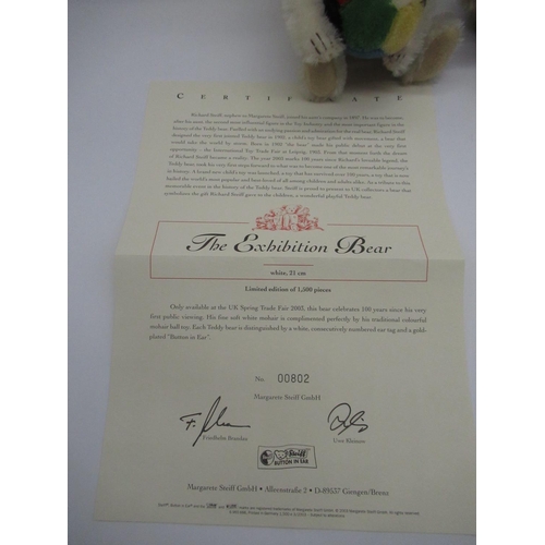 17 - Steiff The Exhibition Bear in white mohair with toy ball, limited edition 802/1500, boxed with certi... 