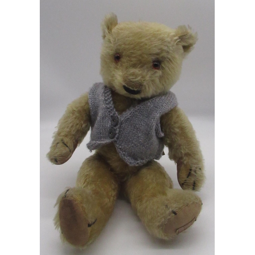 66 - Chad Valley Magna c1930s teddy bear in blonde mohair with glass eyes, jointed arms and legs and swiv... 