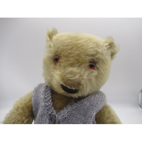 66 - Chad Valley Magna c1930s teddy bear in blonde mohair with glass eyes, jointed arms and legs and swiv... 