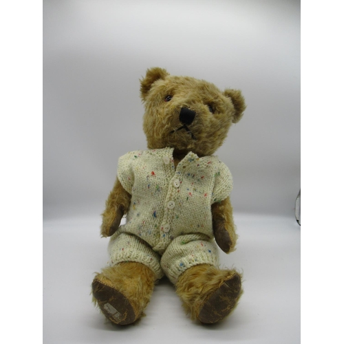 119 - Chiltern Hugmee C1930s/40s straw filled teddy bear in golden mohair with working growler mechanism, ... 