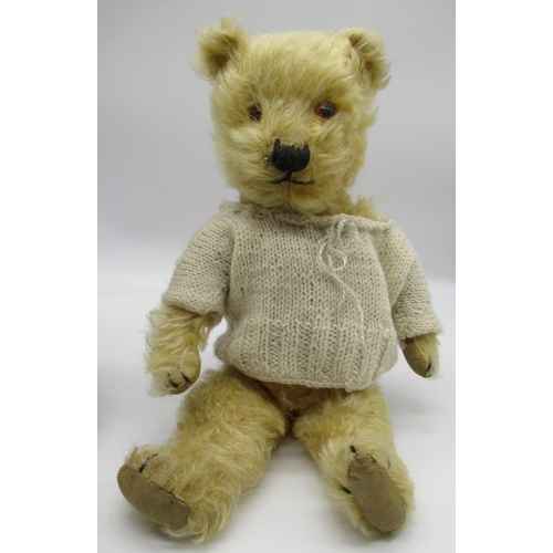 120 - Chiltern c1930s teddy bear in golden mohair with glass eyes, jointed arms and legs and swivel head, ... 