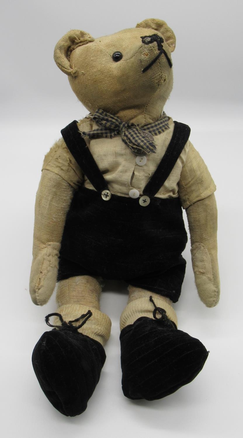 C. 1920's French teddy bear with boot button eyes, a silent