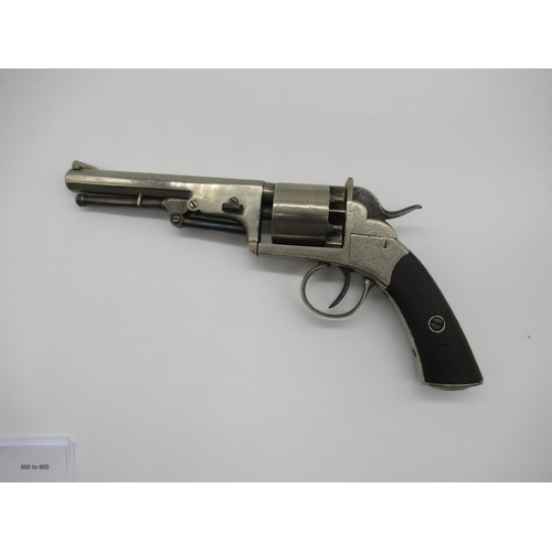 579 - Bentley five shot percussion cap revolver in polished steel with Birmingham proof marks 5