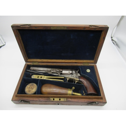 582 - Cased colt patent 1849 pocket revolver with coaching scenes to the cylinder 5