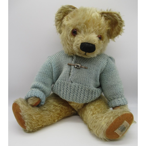 65 - Chad Valley c1930s blonde mohair teddy bear with glass eyes, jointed arms and legs, swivel head, ver... 