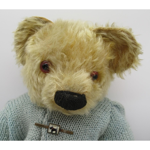 65 - Chad Valley c1930s blonde mohair teddy bear with glass eyes, jointed arms and legs, swivel head, ver... 