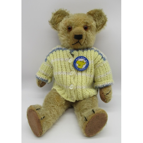 216 - Chad Valley Magna c. 1930's teddy bear in blonde mohair, with glass eyes, jointed arms and legs, swi... 