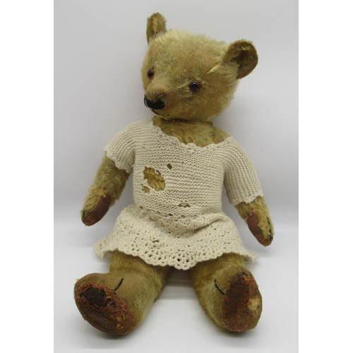 216 - Chad Valley Magna c. 1930's teddy bear in blonde mohair, with glass eyes, jointed arms and legs, swi... 