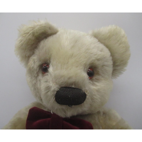 178 - Circa 1940's Chad Valley teddy bear in blonde mohair, with glass eyes, jointed arms and legs, stitch... 