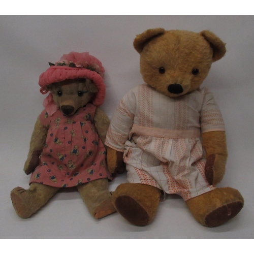187 - Circa 1950's large Chad Valley teddy bear in golden mohair with glass eyes, jointed arms and legs, s... 