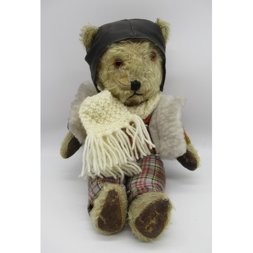 53 - Collection of c. 1940/50's British teddy bears: Pedigree c. 1950's teddy bear with original pads, we... 
