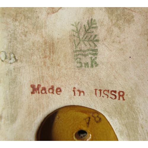 246 - Performing brown bear standing on cylinder, stamped with makers mark and stamped Made In USSR, brown... 