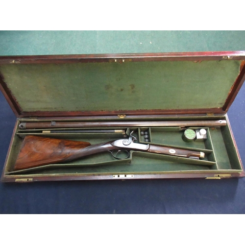 638 - Cased Hollis Brothers .577 single barrel percussion cap rifle with 30