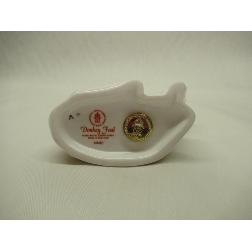 331 - Royal Crown Derby Paperweights - Lioness L18cm and Donkey Foal H10cm, both with gold stoppers (2)