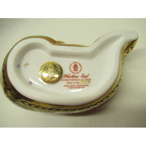 333 - Royal Crown Derby Paperweights - Leopard Cub commissioned by Sinclairs No.86/1500, H10cm and Harbour... 