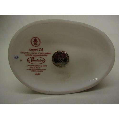 333 - Royal Crown Derby Paperweights - Leopard Cub commissioned by Sinclairs No.86/1500, H10cm and Harbour... 