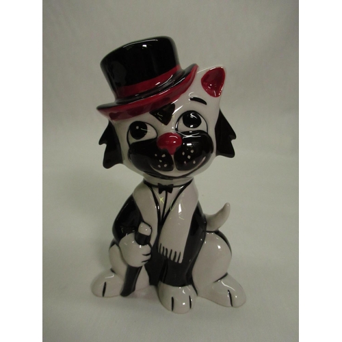 337 - Lorna Bailey - a model of Fred Dibnah 2/4, H28cm, Moonlight the Cat H13cm, Clarice Cliff style vase ... 