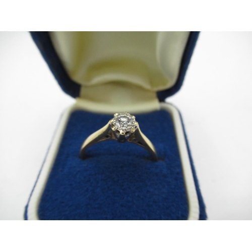 13 - C20th Hallmarked 9ct gold solitaire diamond ring, Birmingham 1986 Size P 1/2, 2.1g.