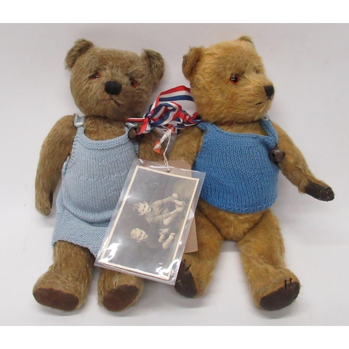 108 - Collection of c. 1940s Chiltern teddy bears, including a bear in golden mohair with glass eyes, join... 