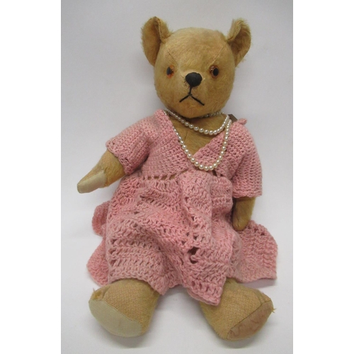 192 - Collection of c. 1930/50's teddy bears: c. 1930's Chiltern teddy bear, in blonde mohair, all origina... 