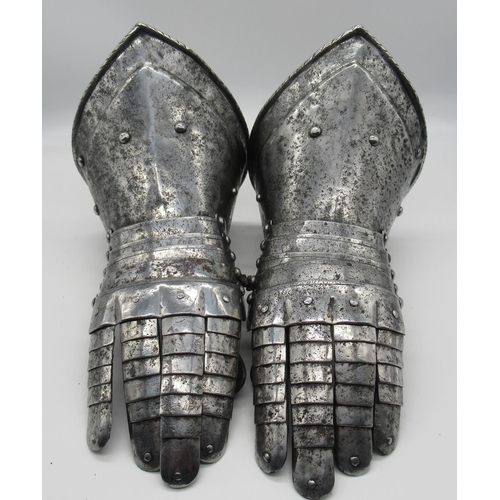 787 - Pair of Italian style C19th steel articulated gauntlets