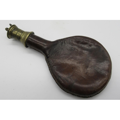 804 - Leather bodied shot flask with detachable scoop dispenser