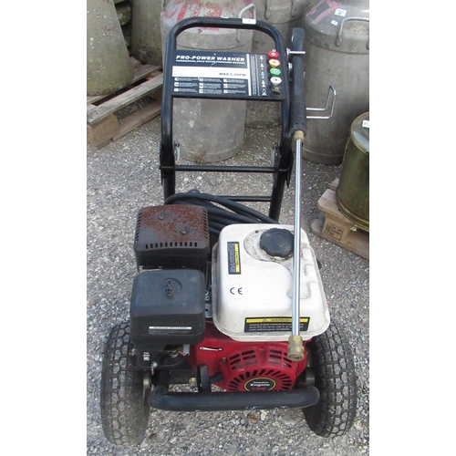 7 - Pro-power cold water pressure washer 2700psi with petrol engine on wheels with hoses etc