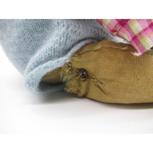 156 - Early C20th unusual teddy bear with boot button eyes and rattle in tummy when shaken, wire jointed, ... 