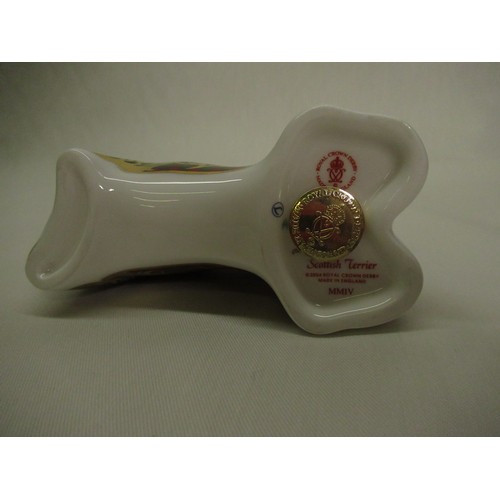 335 - Royal Crown Derby Paperweights - Rough Collie H14cm and Scottish Terrier H10cm, both with gold stopp... 