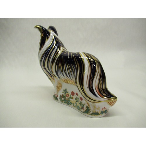 335 - Royal Crown Derby Paperweights - Rough Collie H14cm and Scottish Terrier H10cm, both with gold stopp... 