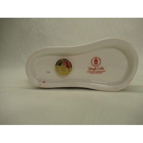 335 - Royal Crown Derby Paperweights - Rough Collie H14cm and Scottish Terrier H10cm, both with gold stopp... 