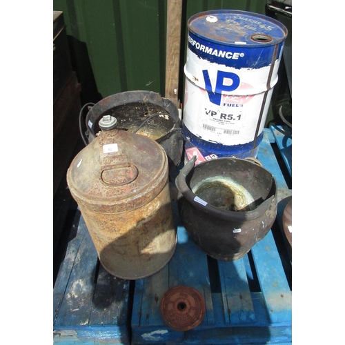 82 - 50L oil can for racing fuel, copper coal scuttle, witches cauldron oil can with lid