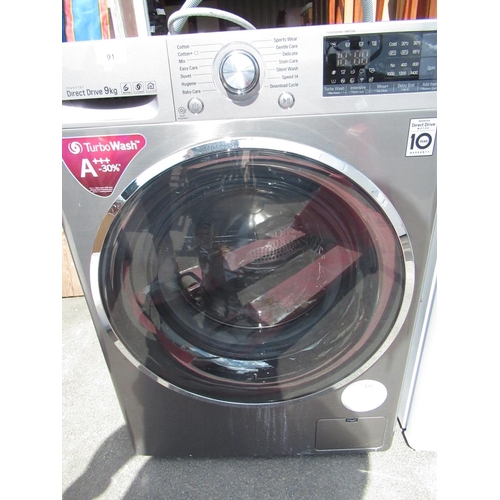 91 - LG direct drive 9kg turbo digital washing machine