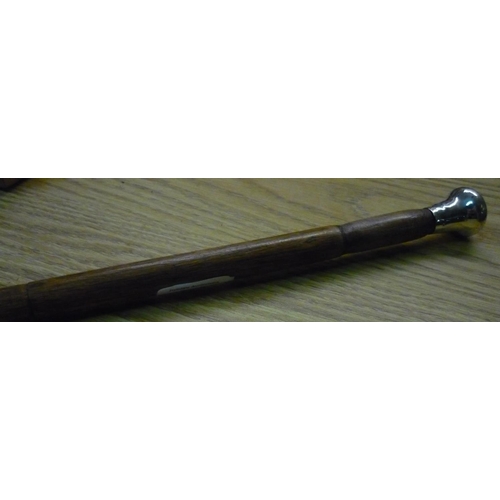 819 - White metal topped bamboo swagger cane