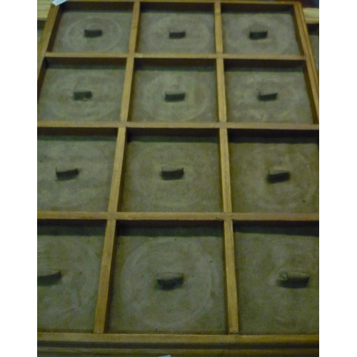 830 - Pair of 12 sectional tsuba display wall mounts L45 1/2cm x W35cm