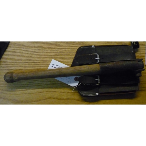 836 - 1950 folding entrenching tool with leather cover