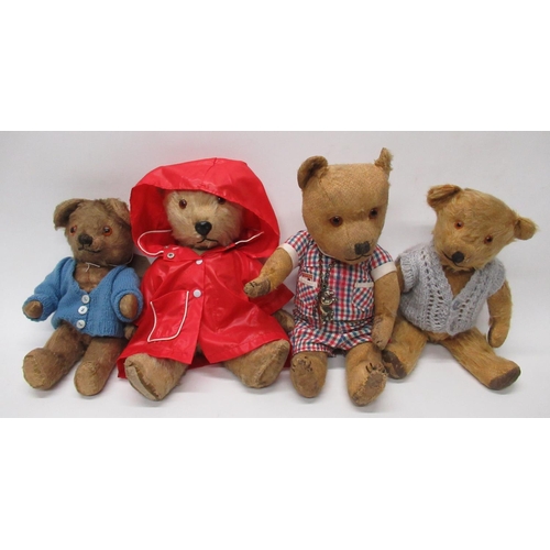 118 - Collection of c1940s/50s British teddy bears including a c1950s Chiltern teddy bear in blonde mohair... 