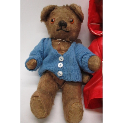 118 - Collection of c1940s/50s British teddy bears including a c1950s Chiltern teddy bear in blonde mohair... 