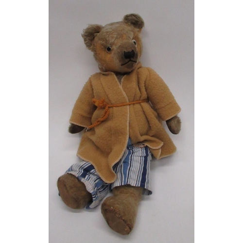 160 - Collection of c. 1930/50's teddy bears: large Chiltern teddy bear with clear glass eyes, jointed arm... 
