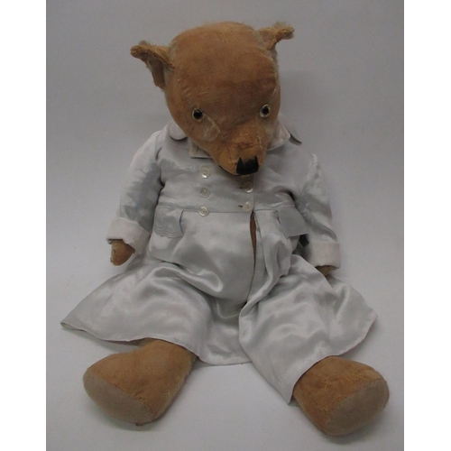 160 - Collection of c. 1930/50's teddy bears: large Chiltern teddy bear with clear glass eyes, jointed arm... 