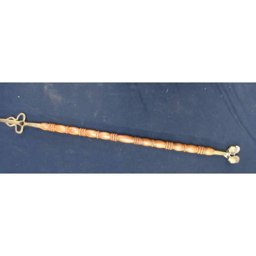 805 - Unusual Gourd/staff with spear point, turned shaft  and double head finial, overall L111cm