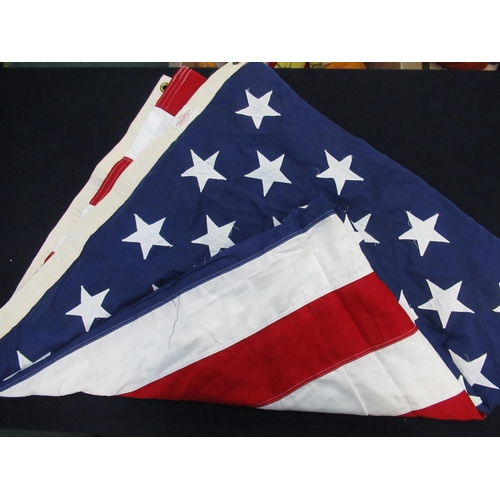 806 - Large American stitched cotton Stars and Stripes flag and a stitched cotton early C20th American sta... 