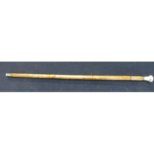 819 - White metal topped bamboo swagger cane